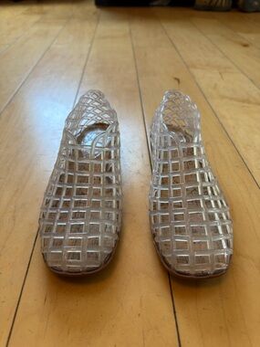 Clear Grid Jelly Flats for Women - Slip-On Transparent Flats